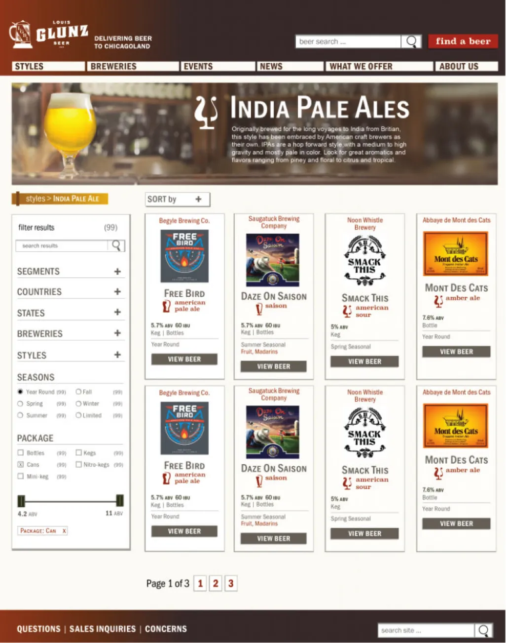 Product search page for glunzbeers.com