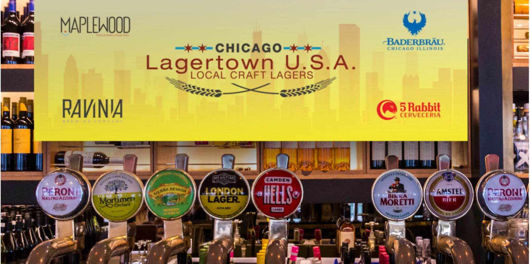 Lagertown U.S.A. - as a banner behind the banner featuring local lagers available on premise.