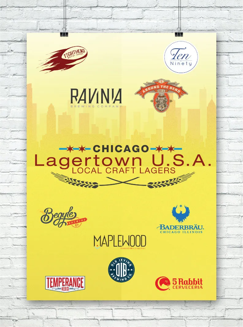 Lagertown U.S.A. - as a poster featuring local lagers available on or off premise.